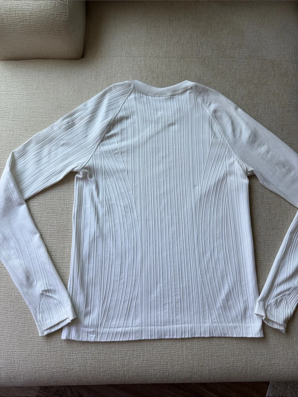 lululemon athletica White Ribbed Long-Sleeve Crewneck Sweater